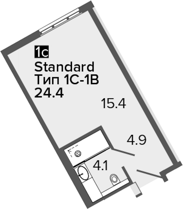 Квартира студия 24.4 м², 11/16 эт., Апарт-отель «ARTSTUDIO M103»